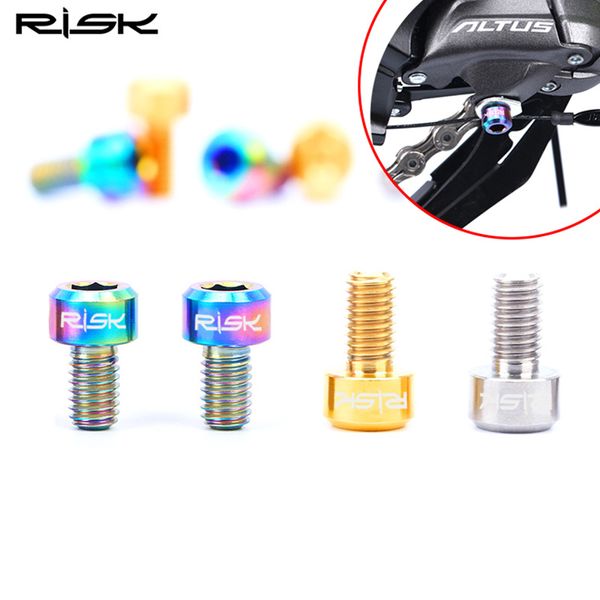 RISCO 2PCS M5*9mm parafusos de haste de liga de titânio para bicicleta mtb biciclo de caule parafusos de grampo parafusos fixos para parafusos de bicicleta 2pcs/caixa