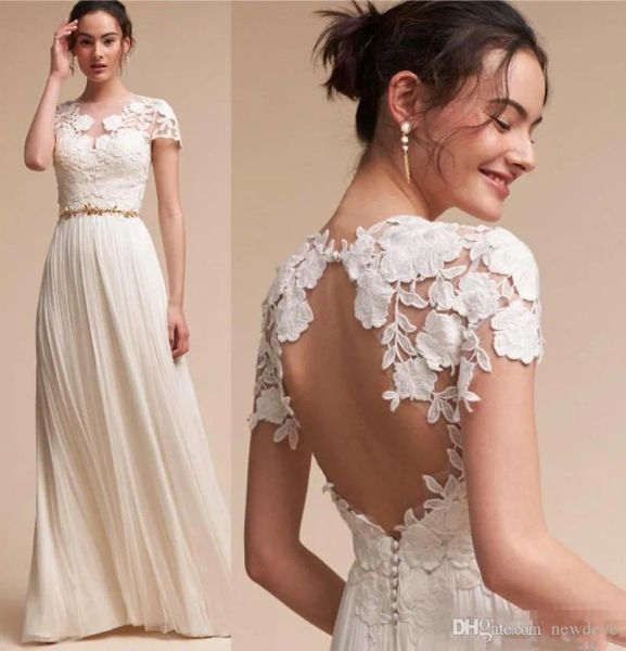 Sollo snollo boho in pizzo da sposa abito da sposa maniche impero abiti da sposa in vita da sposa