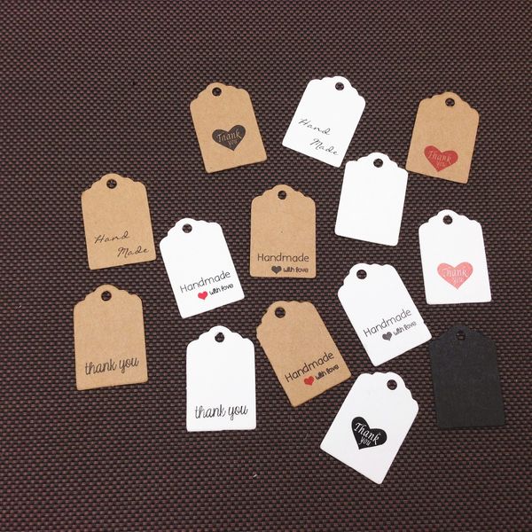 500pcs/lote 3x2cm feito à mão com amor pequeno Kraft embalagens de presente pendurar tag tag