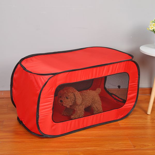 Taşınabilir evcil çadır çit playpen katlanır dikdörtgen yatak şoku yumuşak değil sert köpek evi kafes köpek kulübesi siyah/kırmızı 87x47x47cm