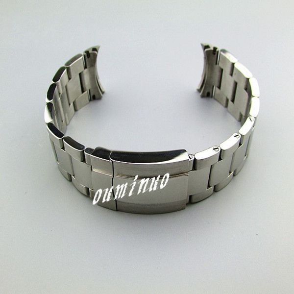 20mm novo Solid Pure Solid 316L End End Aço inoxidável Silver Silved Bandas de relógio acabado de Polished Bands Bracelets para Solex Watch270K