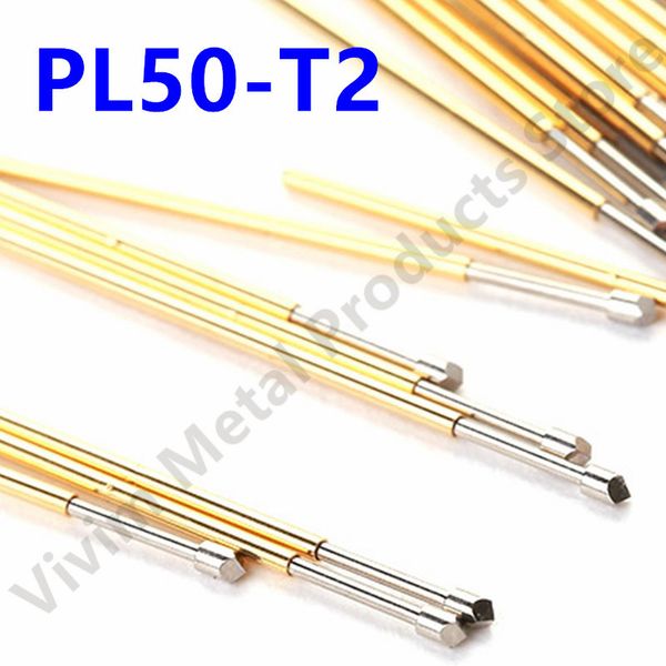 100pcs PL50-T2 Feder Test Pin PL50-T-Testsonden Kupfer Pogo Pin Metall Test Nadel Testwerkzeug 27,8 mm Durchmesser 0,68 mm 0,90 mm 0,48 mm