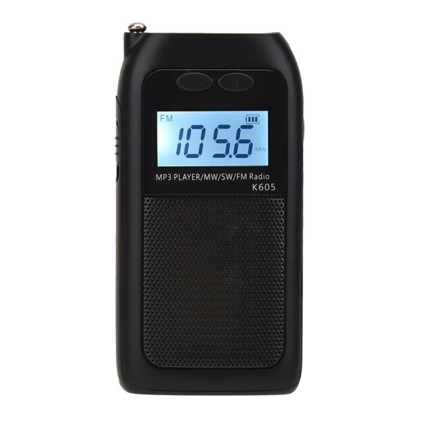 Players K605 Rádio portátil FM/SW/MW/MP3 Player Pocket Pocket Radio USB MP3 Music Player Card TF Card