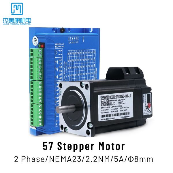 JMC NEMA 23 2.2N.M 285 onças de loop fechado Eixo do motor de acionamento de passo 8mm 4 Fios servo para máquina CNC 57J1880EC-1000-LS+2HSS57