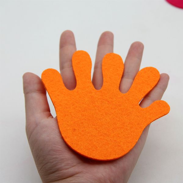 5 pezzi colorati a forma di mano grande in feltro da 11,5 cm in tessuto materiale fai -da -te taglio gratis appliques toppe decorazioni artigianato