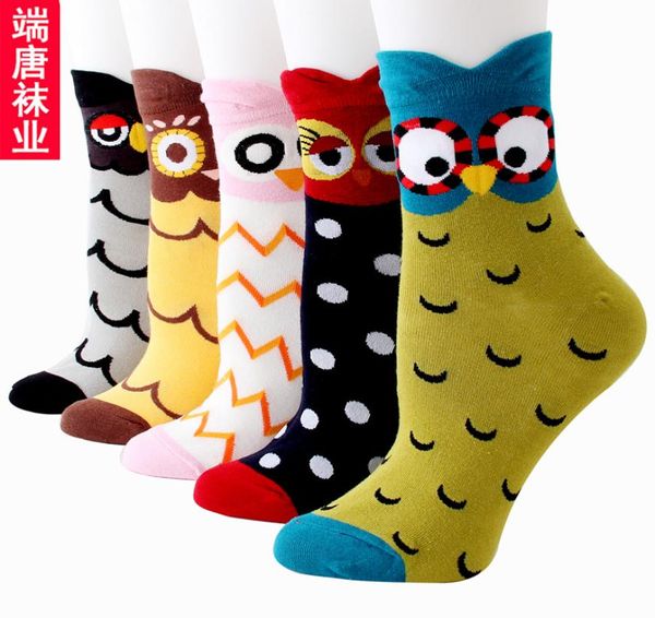 Creative Cartoon Owl Socks Autumn e Winter Women -Bedder Seld Hot Cotton Factory Sales Direct Sales436378