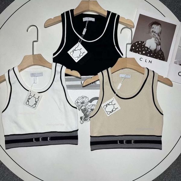 Designerweste Frauen gestrickt Tank Top Loe bestickte Westen Strand ärmelloser T -Shirt Y2K heißes Mädchen Kurzes Tee Damen Slim Bikini