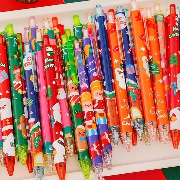 10pcs/Set Cartoon Gel Stifte Kawaii Weihnacht Press Pen Kit Schwarze Tinte süße Weihnachtsmann Schreibwerkzeuge Schulmaterial für Teenager Schüler