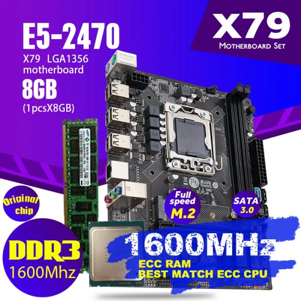 Motherboards Atermiter X79 1356 Motherboard -Set mit Xeon LGA 1356 E5 2470 C2 CPU 1PCS x 8 GB = 8 GB 1600 MHz DDR3 ECC Reg Memory RAM PC3 12800