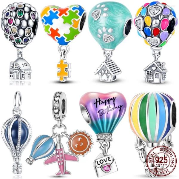 Pietre preziose gemme colorate galli per pallini perle 925 sterling in argento aeroplano casa penzolamento coglione in forma di bestiame bestiame marcatura