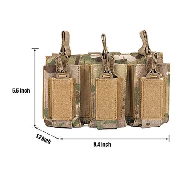 Triple Mag bolsa de bolsa aberta de rifle mag e bolsas de revista de pistola para m4 m16 ak molle mochila airsoft equipamento militar