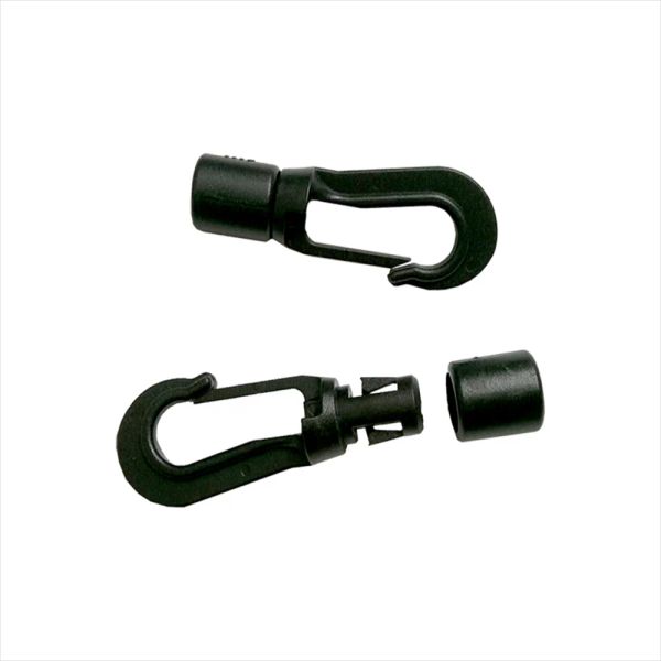 50pcs/lote de plástico preto 360 graus rotativo clipe de clipes de clipes para cabos de choque de bungee em 5 mm 8mm