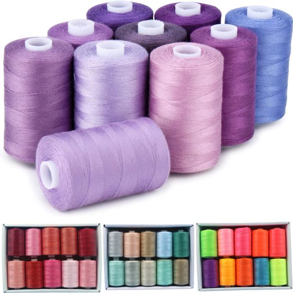 Discussione di cucito 10 colori 1000 iarde per bobina 40S/2 Polyester 15 set di colori opzioni per la macchina da cucire, macchina da ricamo, Hand SE