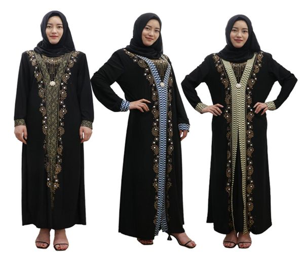 Ultimo design 2017 Abito musulmano Diamond Diamond Long Black Dubai Abaya con tre colori da scegliere da 9489329