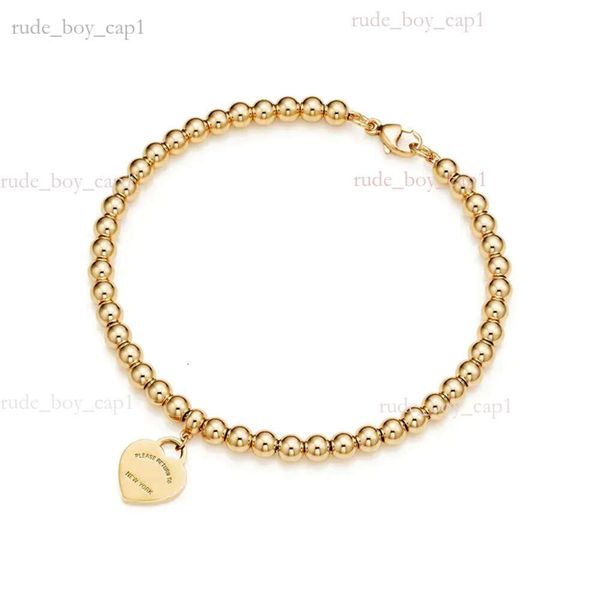 Tiffanlies Tiffanybead Браслет Популяция S925 Серебряные 4 -мм круглые бусины в форме сердца в форме сердца.