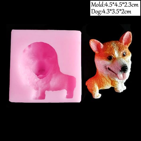 Hunde Silikonform, Kuchen, Süßigkeiten, Ton, Tier, Schmuck, Kekse, Harz, Fondant Polymer Ton Flxible Sahnehäubchen Schokolade C340