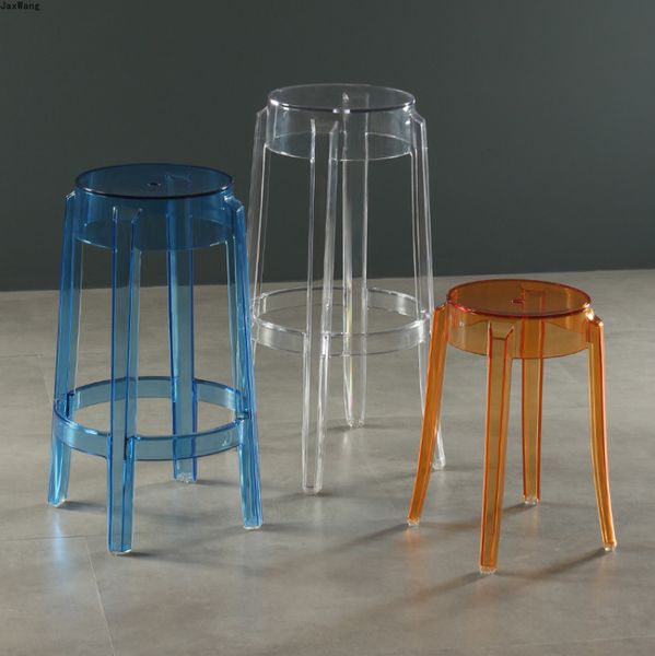 Banco de barra nórdico Cadeira de bar criativo transparente Tado de pé alto minimalista redonda moderna Simples Hotel Home Furniture Bar Stools