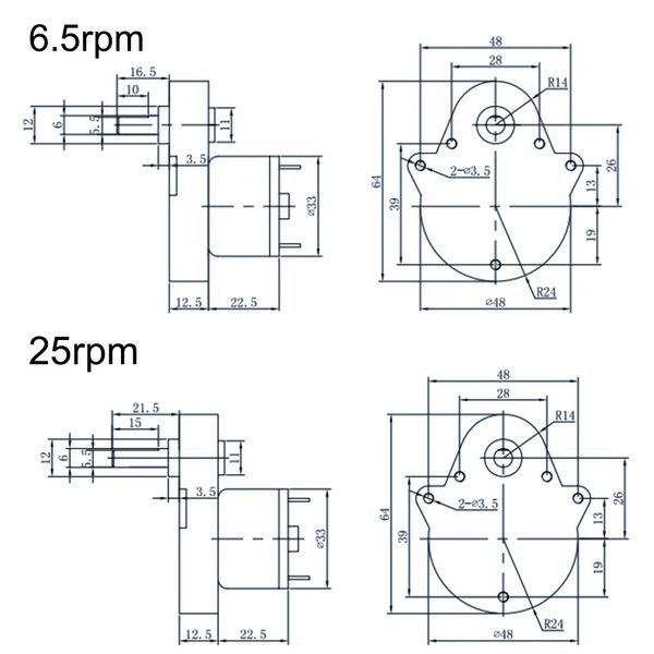 48GE520 Scatole forti scatole di attrezzatura CC Motore 12 V CC Motore di carrello da boxe 6.5rpm 25 giri / min Micro Motor per hobby fai -da -te per hobby