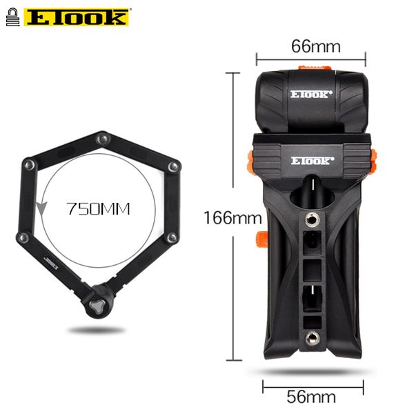 Etook Folding Lock Mountain Bike Bike Bicycle E-Bike Blocco Accessori per biciclette Blocco Blocco Bloccaggio Possono installare la gabbia bottiglia di progettazione