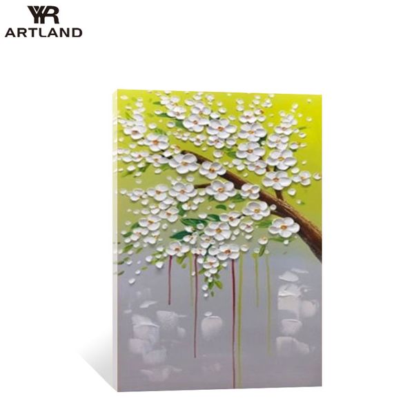 Schöne Blumen Bild 3D -Messer gezeichnet dicke Ölmalerei Hand auf Leinwand Wandkunst Poster Hangbild für Wohnzimmer