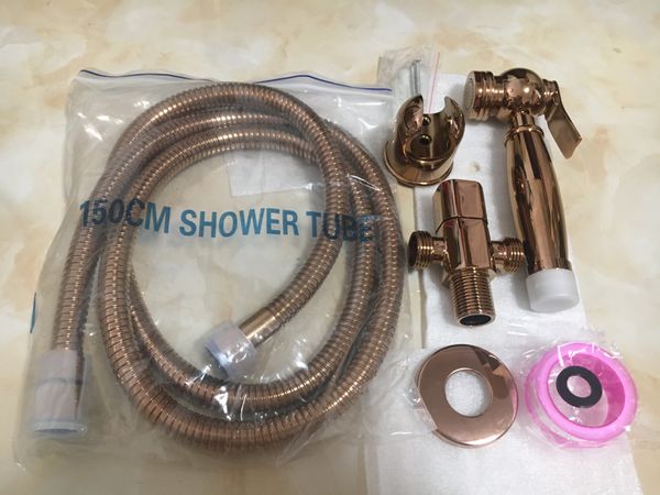 Clássico higquality rosa dourado / níquel escovado de cobre de bronze bide montado no bidet pistola de pulverização de higpressure para banheiro