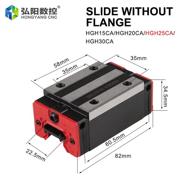 Máquina de gravação deslizante linear guia linear Slider Slider HGH202530CA Rolução deslizante linear doméstico Slider