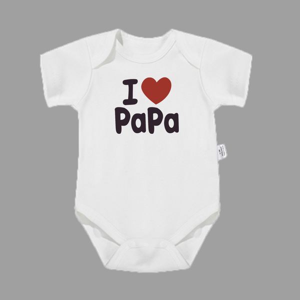 Yaz Yenidoğan Bebek Romper Kısa Kollu Bebek Tek Parça Giysiler Kız ve Boy Tulumları Seviyorum Papa Mama Bodysuits Fotoğraf Kıyafetleri