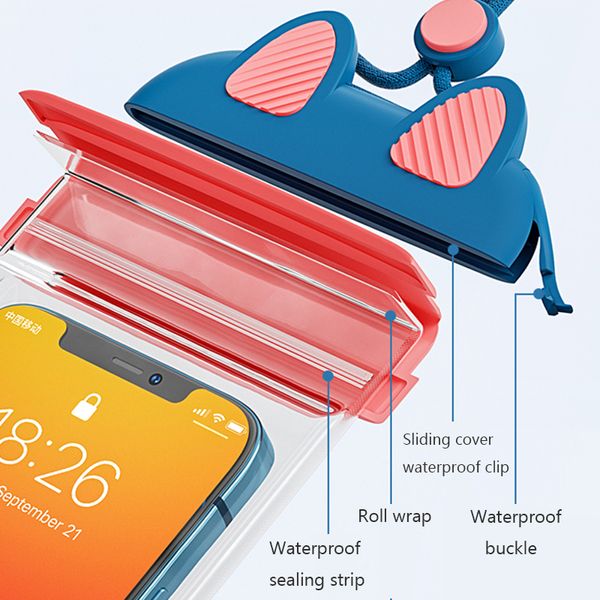 7 inç su geçirmez kasa yüzme çantası dokunmatik ekran şekli su altı telefon kasası tutucu kese kapağı