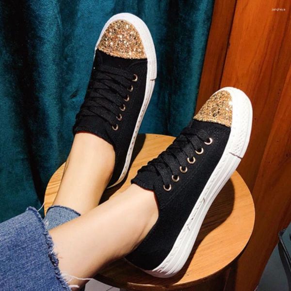 Scarpe da fitness sneaker donne modalità casual piattaforma traspirante piattaforma bianche morbide calzature di corda di cristallo di strass tela bling