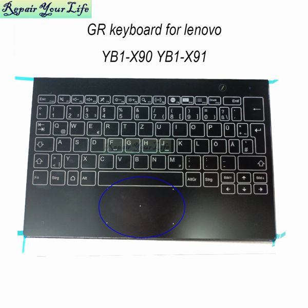 Klavyeler YB1X90 Alman Klavye Arka Işığı Lenovo Yoga Kitabı YB1X90L X90F YB1X91L X91F Almanya Klavyeleri Meclisi Dokunmatik Pad