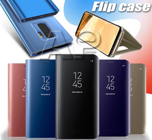 Casos de telefone flip para Samsung Galaxy S21 S20 Nota 20 Ultra Holder Electroplate Clear Smart Mirror Cover6835624