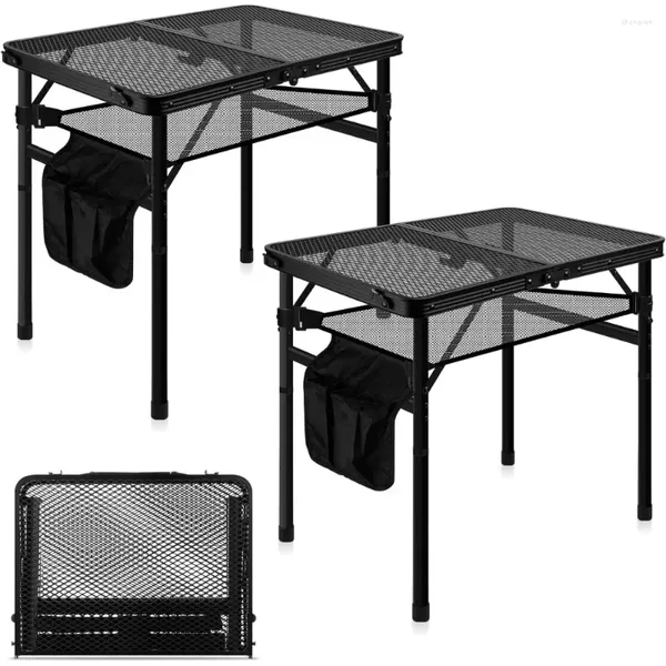 Camp Furniture PCs Camping 2 Fuß Klappgrilltisch mit Mesh Desktop Picknick Anti -Schlupf Füße tragbar