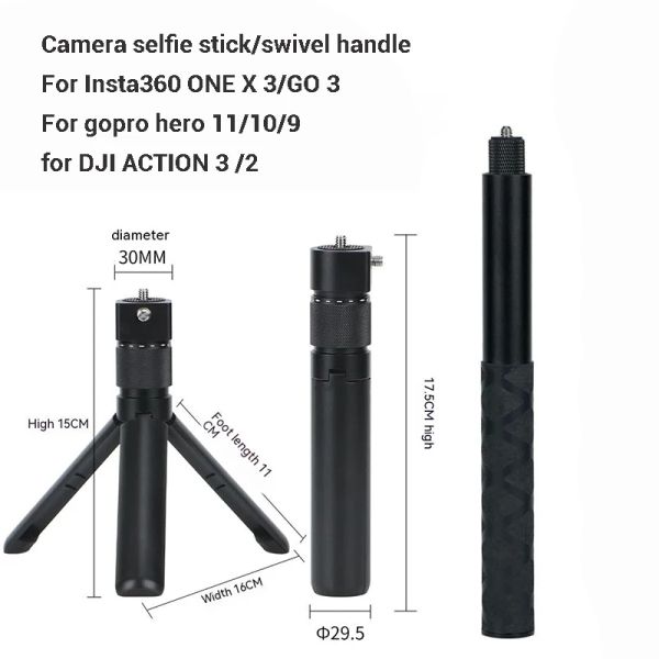 Sticks Selfie Stick invisibile per DJI Pocket 3/Insta 360 Camera Selfie Universal Stick Stick Grip Azione Azione Scattatura Accessorio
