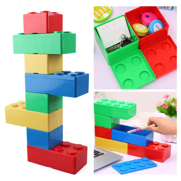 1 PC Building Block Forces Aufbewahrungsbox Kunststoff Sparraum Boxen Desktop Container überlagert Handy Office House Organizer