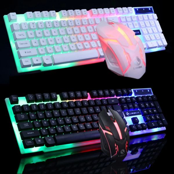 Combos verdrahtete Maus -Tastatur -Set Rainbow Backligit USB -Tastatur Gaming Computer Gamer Halter Taste Spannung Concave Keycap für Mac PC