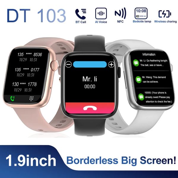 Relógios DT103 Smart Watch Men Women Water prova d'água NFC Smartwatch GPS Tracker Sport Watches 1.9 