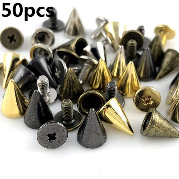 50pcs/set da 7x10 mm per borchie in cono e punte fai -da -te artigianato fresco rivetti di abbigliamento punk per scarpe da abbigliamento in pelle fai da te.