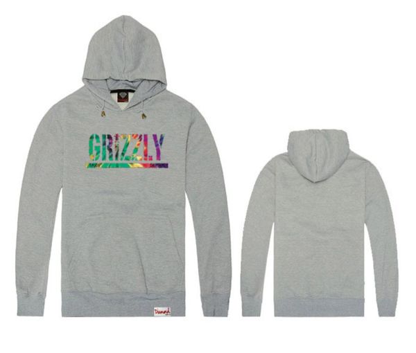 Fashion Grizzly X Diamond Men Hoodie Women Street Feece Festa calda inverno Autunno Fashion Hip Hop Pullover9518719