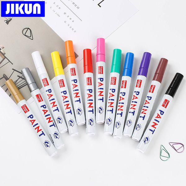 Jikun 12pcs Reifenfarbe Marker Graffiti Stifte Permanent Kunst für Steinmetallglas Kieselwaterdesoilmarker