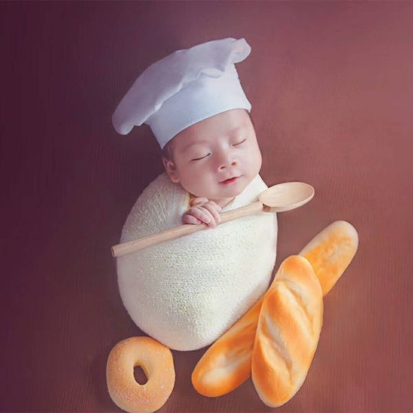 Fotografia neonatale chef cappello da chef mini utensili da cucina ed elettrodomestici si adattano a tema sparaturi per neonati Accessori fotografici Nuovi oggetti di scena