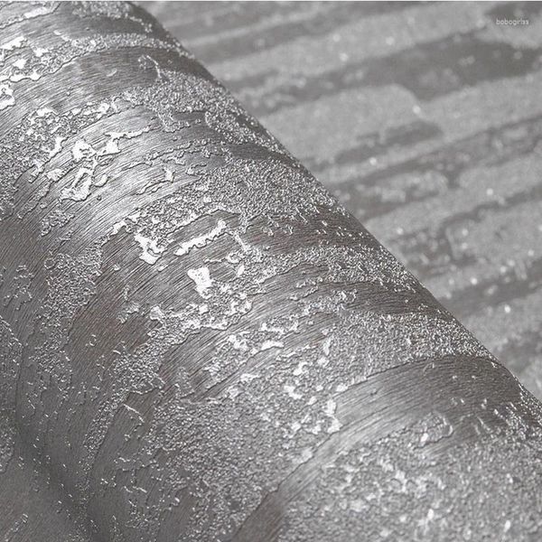 Tapeten Tapeten Industrie Textur Normal Roll Metallic Glitzer Silber glänzender Straßenpapier Schlafzimmer Flur Home Dekoration