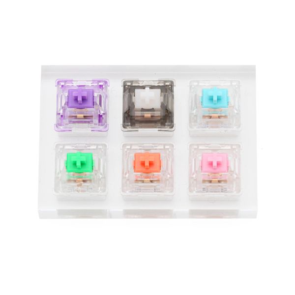 TASSOGLIE 6 interruttori Tester con keycap in bianco di base acrilica per tastiera meccanica Everglide viola ciano Oreo arancione verde rosa