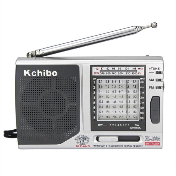 Радио -приемник Radio KK9803 со складыванием кик -стенд FM/MW/SW18 Mini Portable Radio 3,5 -мм карманной радиостанции, работающая для старейшины