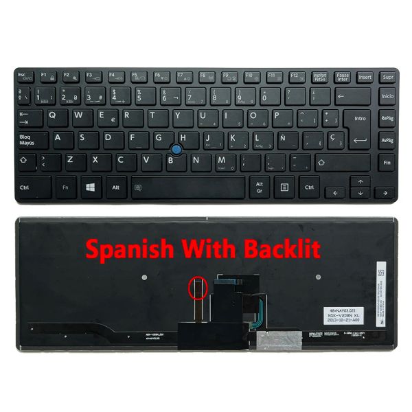 Tastaturen Z40 Spanische Tastatur für Toshiba Tecra Z40 Z40T Z40A Z40AK Z40AB Z40B Z40TA -Laptop Schwarz mit Rahmen SP
