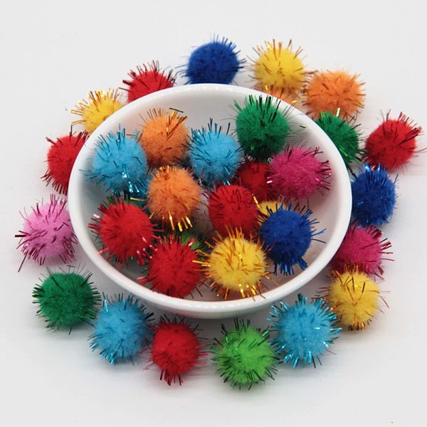 Glitter pompom 10/15/20/25/30mm Mix Color Christmas Pom Pom Fur Craft Gazzino Polsugh Plash Pompoms Capelli Faioni fai -da -te Giochetti per bambini fai -da -te