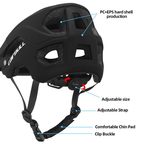 CAIRBULL MTB-Fahrradhelm mit langem Sonnenvisier für erwachsene Männer Frauen Radsport integral geratener PC-EPS CE Safe Bike Cycl Helm