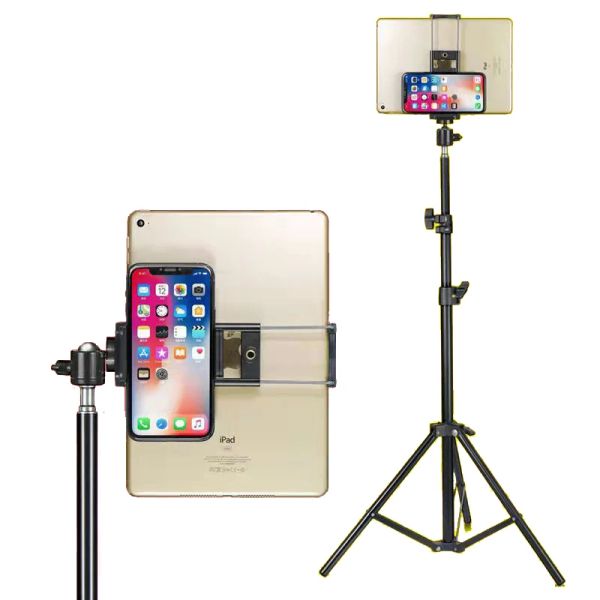 Tripods iPad Tablet ve Telefon Alüminyum İPad Zemin Stand Stand Bound Mount Tripode Tablet Akıllı Telefon Tablet Tutucu