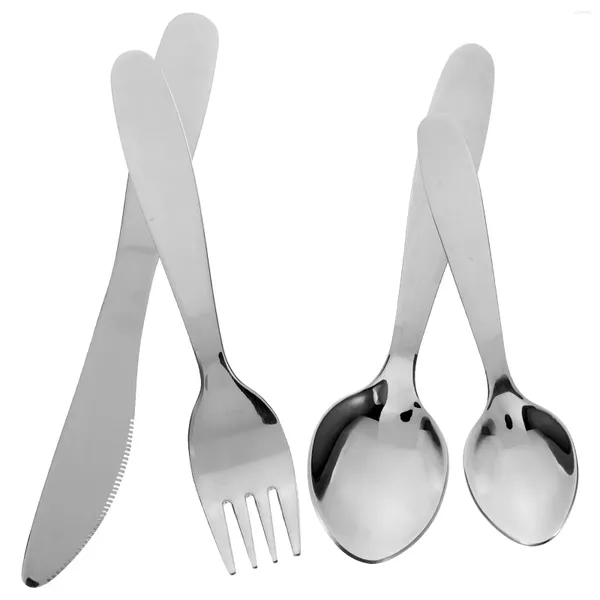 Dinnerware Sets Crianças de mesa que servem utensílios de metal crianças aço inoxidável Salheres essenciais