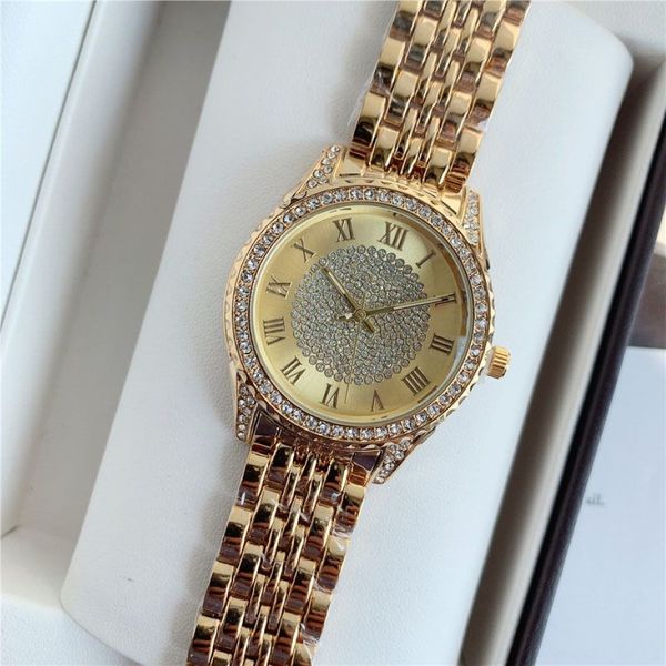 Brand Watch Women Girl Girl Crystal Diamond Style Metal Acciaio Banda Quarzo Orologio da polso X198275X