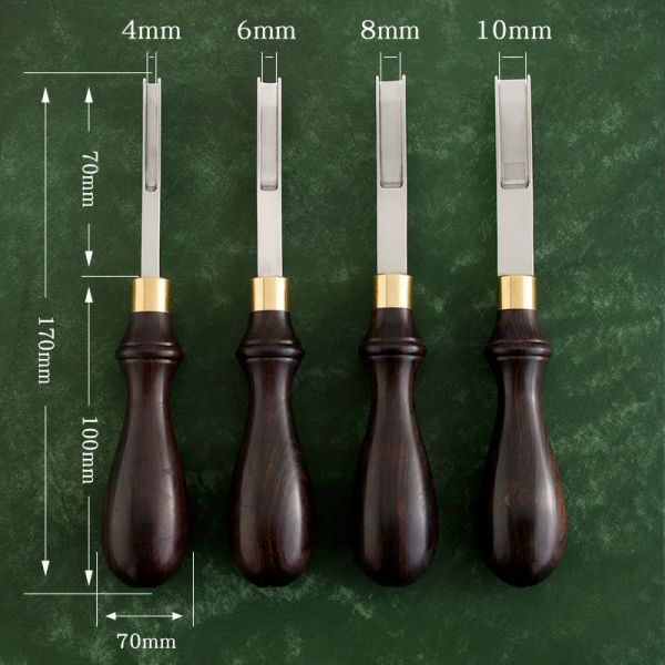 Lederhandwerkslittel Französische Edger Skiving Machine Cuttool scharfe Abschrägung 4/6/8/10 mm Breite Trimmer mit poliertem Ebenholzgriff